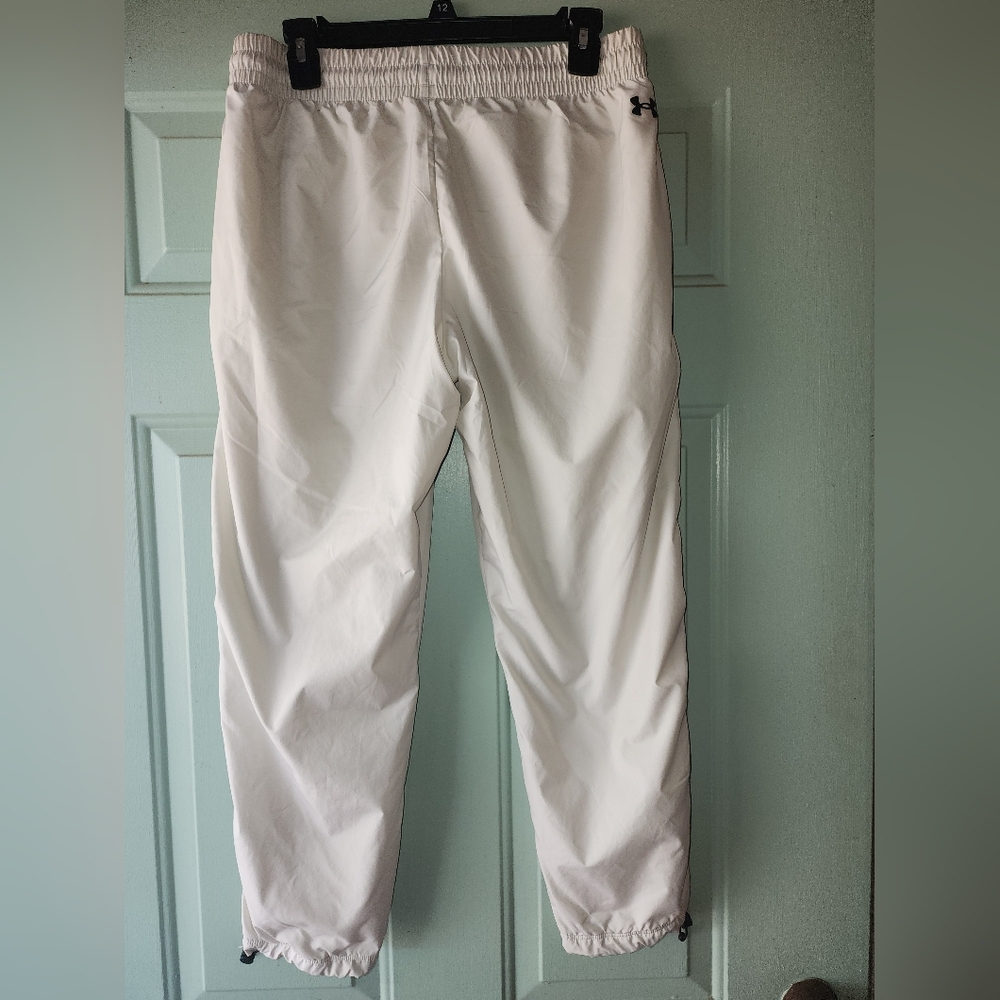 UNDER ARMOUR Project Rock Brahma White Track Pants with Black Accents Sz M EUC - Picture 3 of 4